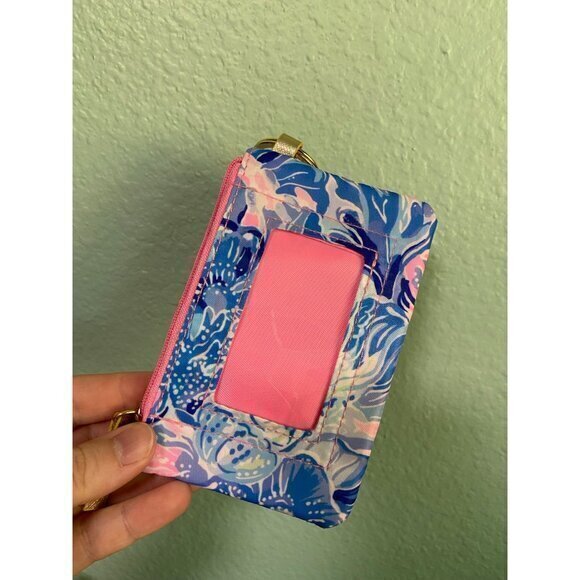 Lilly‎ Pulitzer Blue and Pink Patterned Coin Card Wallet Keychain - Picture 4 of 6